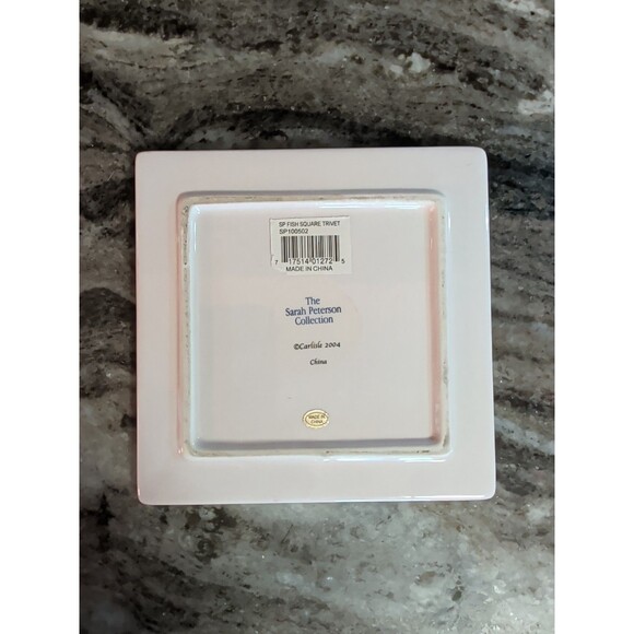 VINTAGE SARAH PETERSON RAINBOW TROUT SERVING TRIVET CARLISLE HARTSTONE SET - Picture 6 of 12